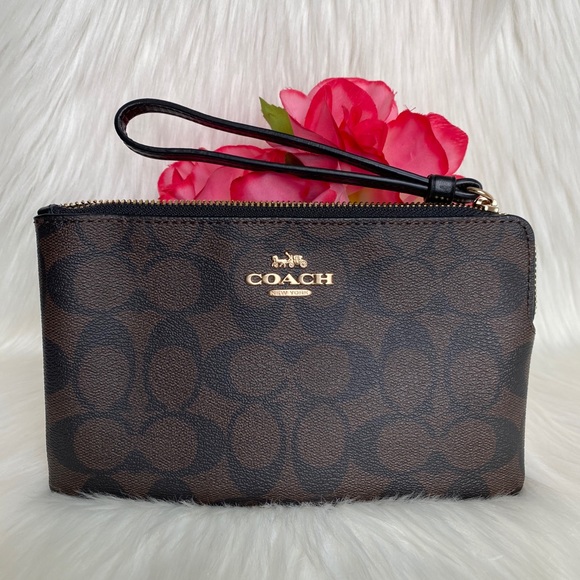 Coach Women’s Large Corner Zip Wristlet In Signature Canvas - Picture 11 of 16